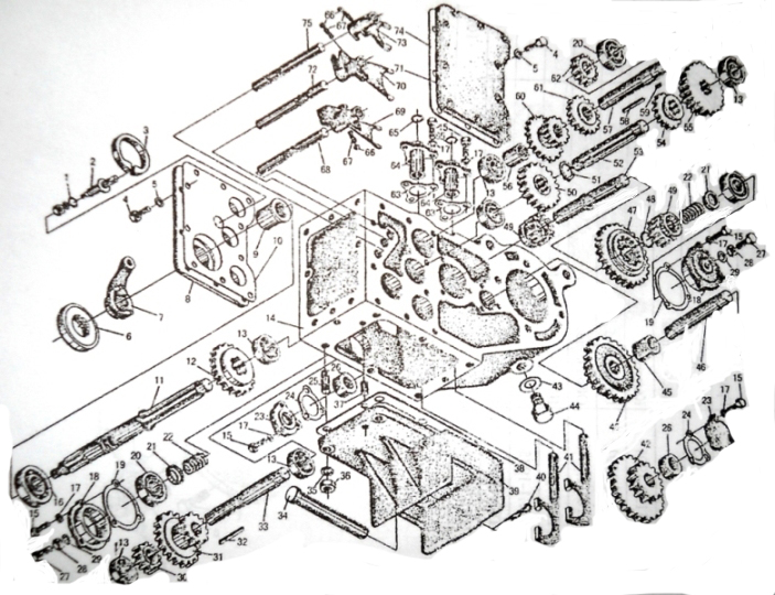 Каталог запчастей на редуктор мотоблока 8-12 л.с. коробка 6+2