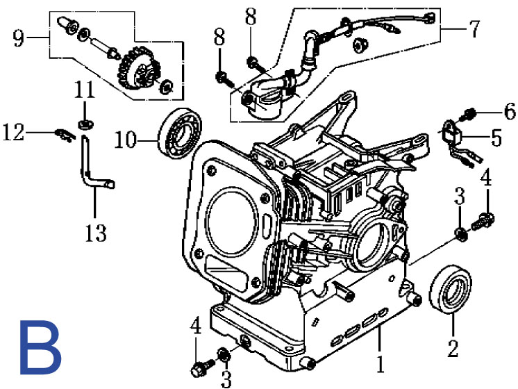 Каталог запчастей 168F (схема B)