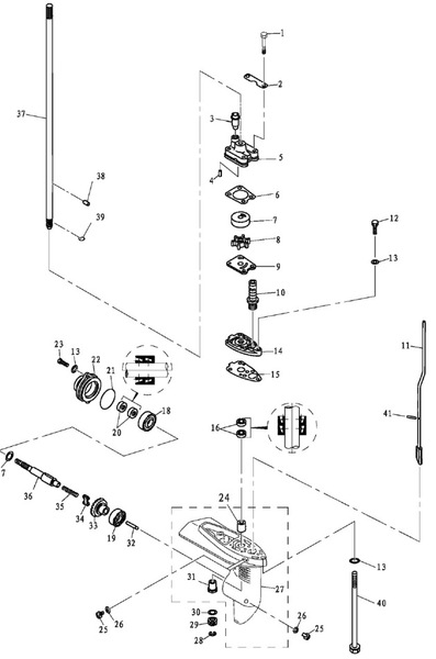 Редуктор лодочного мотора HDX T2.5-T3.6
