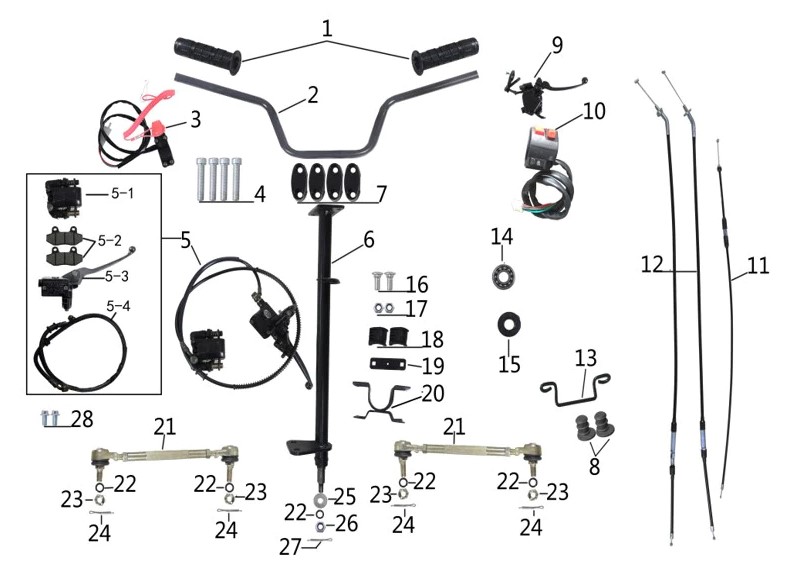 Рулевое управление квадроцикла 125 кубов руль тяги ручки троса 